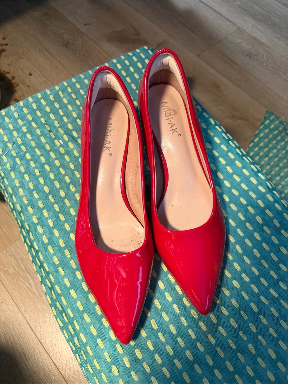 Charles & Keith Red Patent Pointed Pumps